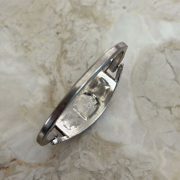 Vintage Taxco Mexico Silver Tone Abalone Shell Butterfly Bangle Child's Bracelet - Picture 5 of 7